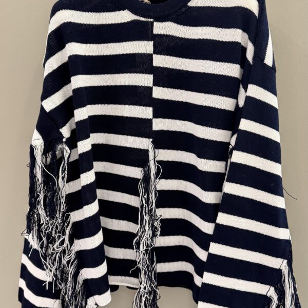 maglia Jucca rigata blu con frange